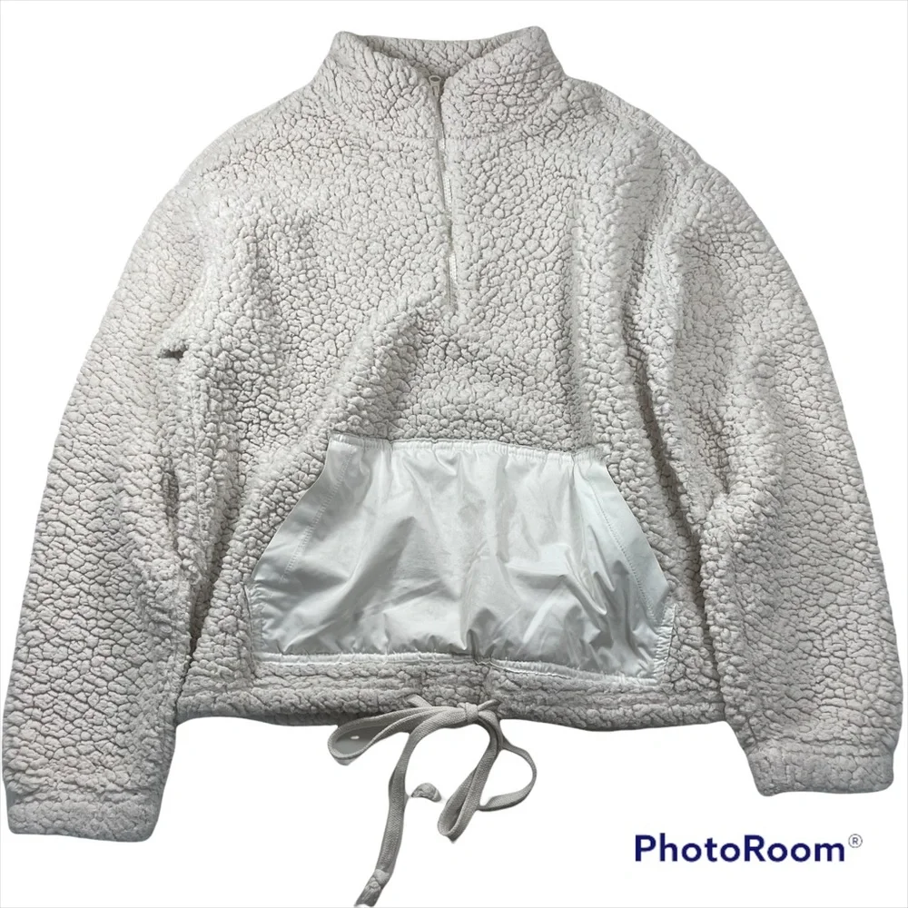 Anthropologie RD style cream color 1/2 zip sherpa pullover Size S - Picture 2 of 9